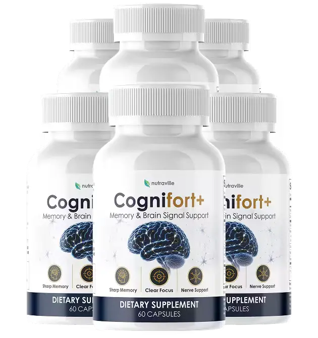 Six bottles of CogniFort Plus memory and brain signal support dietary supplement, 60 capsules each