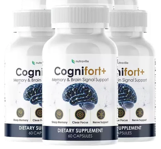 Three-bottle package of CogniFort Plus, a 90-day supply